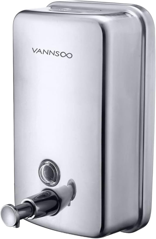 Commercial Soap Dispenser Wall Mount Stainless Steel Manual Liquid Pump Rust-Proof Leak Free for Bathroom (34 fl.oz./1000ml)