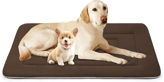 JoicyCo Dog Bed Soft Dog Crate Bed Pad Mat, 48 in Non Slip Bottom Washable Beds for Extra Large Dogs, Pet Bed Mattress Kennel Pad, Dark Brown