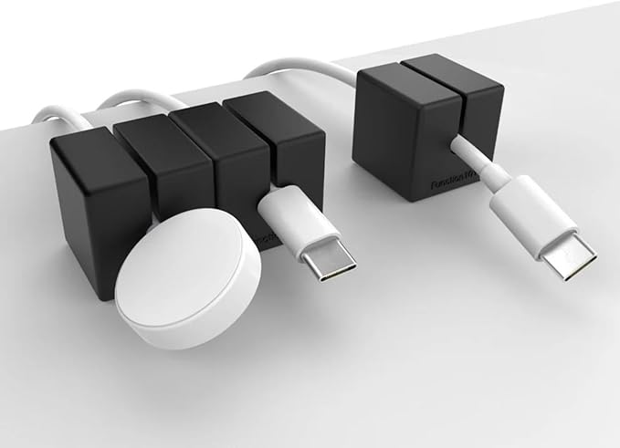 Function101 Weighted Magnetic Cable Blocks – Non-Adhesive Anchors for Cable Organization – Weighted Cord Holders & Accessory Organizer – Durable Magnetic Accessories for Office Use (Black, Pack of 3)