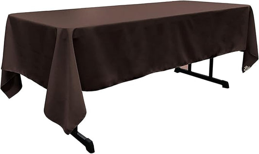 LA Linen Polyester Poplin Washable Rectangular Tablecloth, Stain and Wrinkle Resistant Table Cover 60x120, Fabric Table Cloth for Dinning, Kitchen, Party, Holiday 60 by 120-Inch, Brown