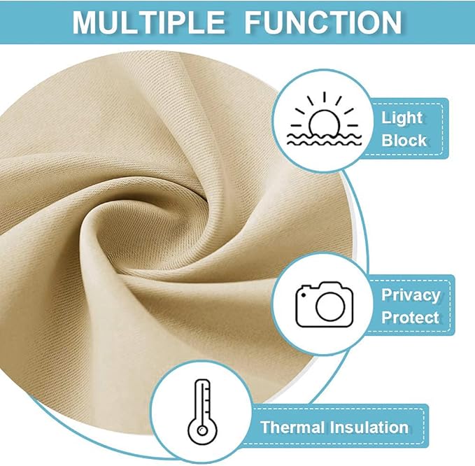 RYB HOME Half Window Curtains - Thermal Insulated Blackout Curtain Tiers Set for Kids Nursery Kitchen Dining Bedroom Bathroom Laundry, 29 inch Wide x 36 inch Long, Biscotti Beige, 1 Pair