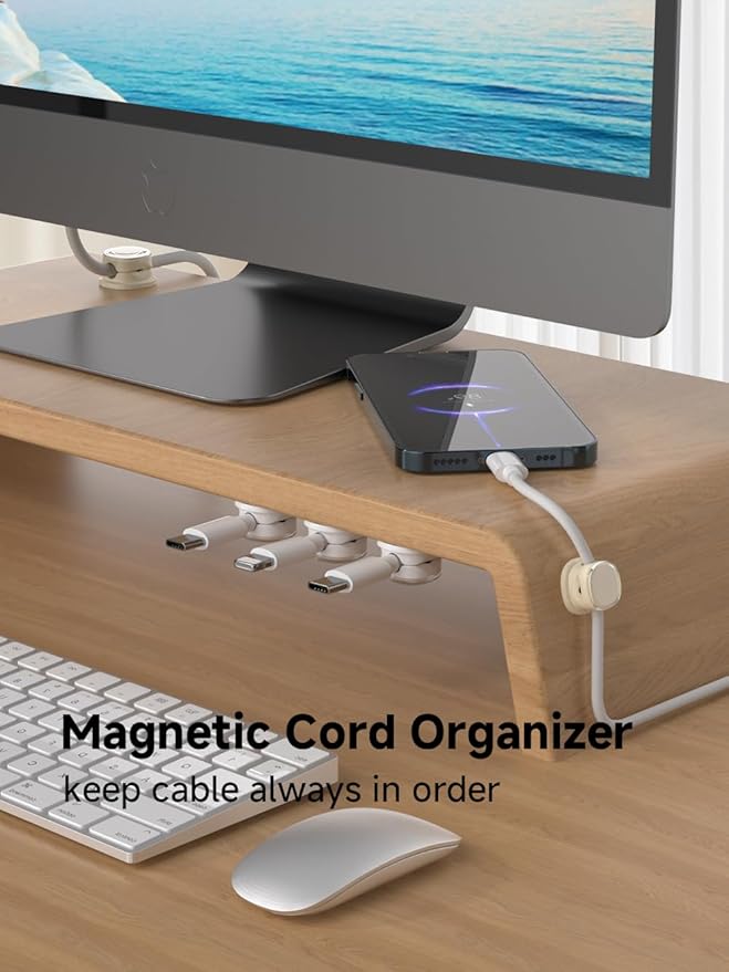 Magnetic Cable Clips, Adjustable Cord Holder Management, Adhesive Wire Keeper Organizer for Home Office Desk Phone PC Car Wall Desktop Nightstand Appliance (9-PCS White & Apricot)