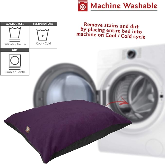 Majestic Pet Rectangle Dog Bed Washable Non Slip Comfy Crate Bed Large Breed 46 x 35 Inch Villa Aubergine