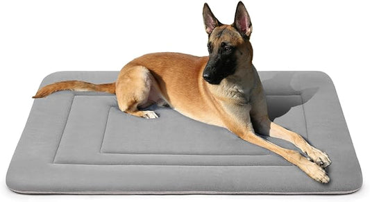 JoicyCo Dog Bed Soft Dog Crate Bed Pad Mat, 42 in Non Slip Bottom Washable Beds for Large Dogs, Pet Bed Mattress Kennel Pad, Clay Gray