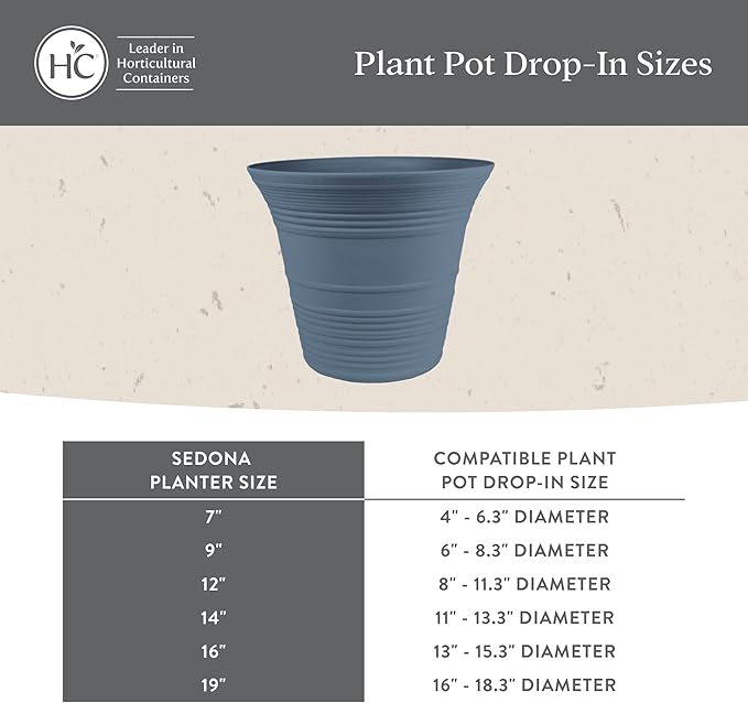 The HC Companies 14 Inch Sedona Round Self Watering Planter Pots, Lightweight UV-Resistant Plastic Outdoor Planters, 2-Pack Flower Pots for Garden & Home Decor, Wild Red