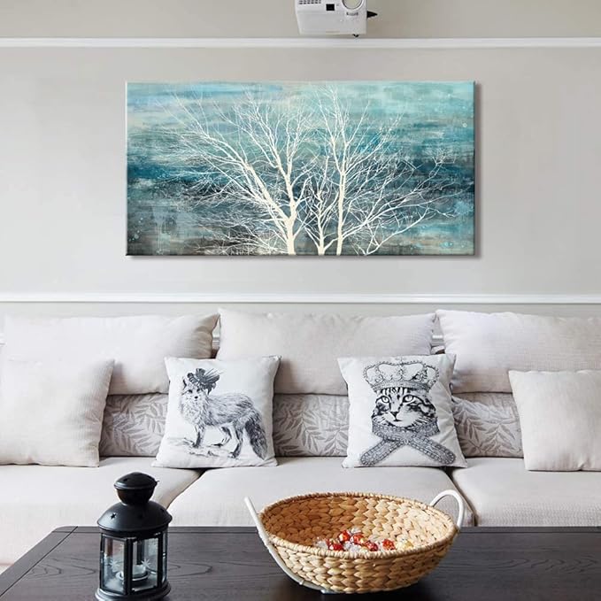 Sxurmtiie abstract wall art landscape bedroom wall decor three of life artwork picture Modern Nature Teal Artwork Prints paintings living room decortaion