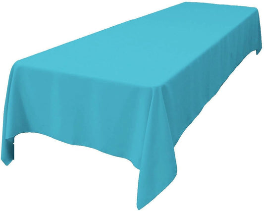 LA Linen Polyester Poplin Washable Rectangular Tablecloth, Stain and Wrinkle Resistant Table Cover 60x108, Fabric Table Cloth for Dinning, Kitchen, Party, Holiday 60 by 108-Inch, Turquoise Dark