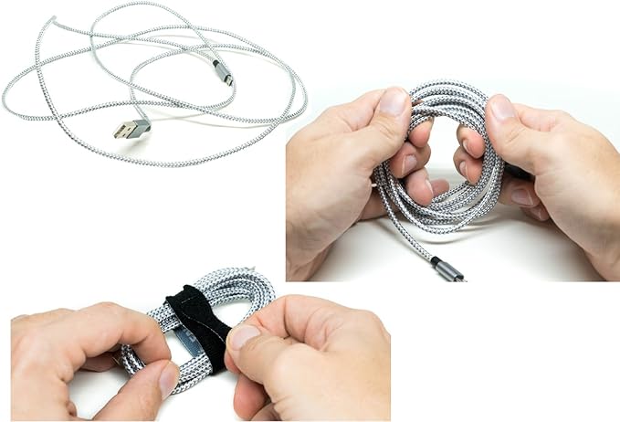 Heaviest Cable Organizer on The Market! Compact and Weighted Desktop Cord Holder and Cable Organizer, Eco-Friendly Silicone, No Bad Smell, Bundled with 4 Reusable Cable Ties! (Blue)