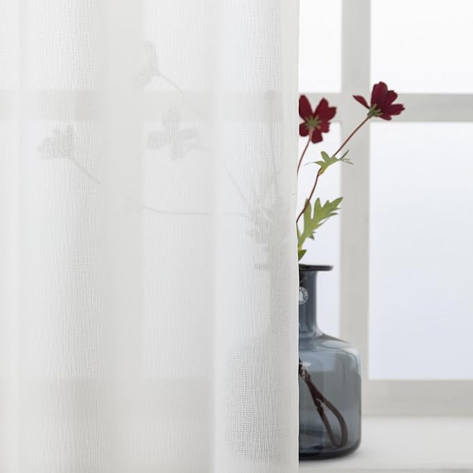 102 Inches Long Pinch Pleated Curtains White Semi Sheer Light Filtering Window Curtains for Living Room Bedroom 1 Panel Sliding Glass Door for Pinch Pleat Drapes, W52 x L102