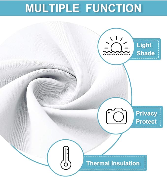 RYB HOME Window Curtains for Kitchen - Room Darkening Privacy Thermal Insulated Drapes for Bedroom Bathroom Basement, Wide 52 x Long 36, Pure White, Set of 2