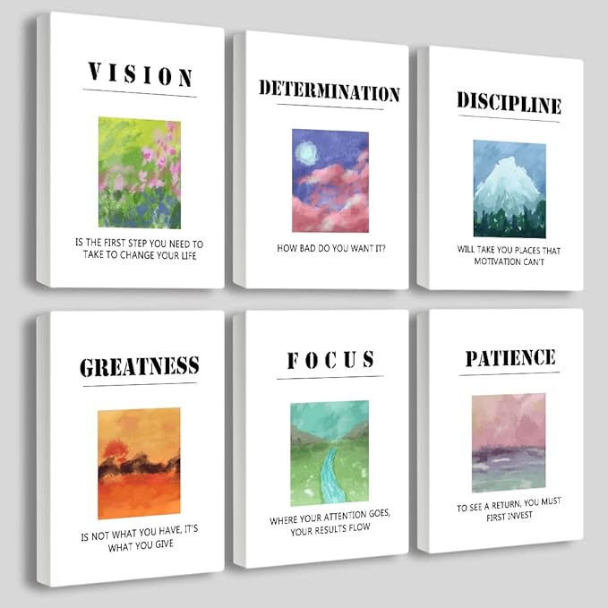 Landscape Canvas Wall Art，Motivational Wall Art Decoration Painting .Suitable forGym, Library, Office, Living Room and Home Deco,Tabletop/Hanging(29x38cm) Framed 3