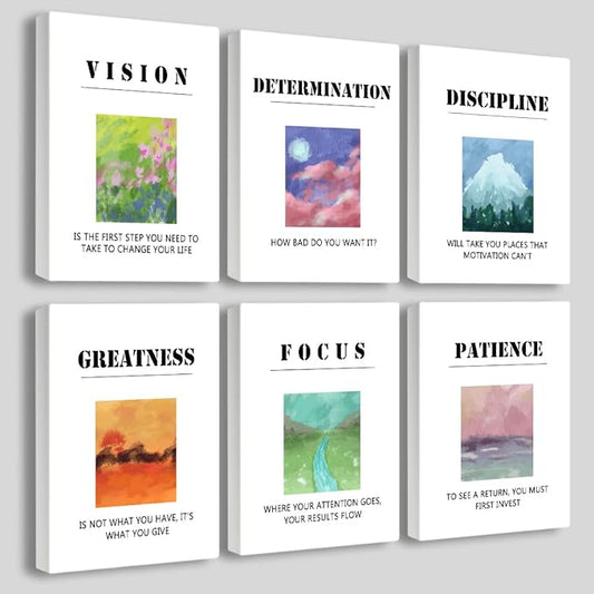 Landscape Canvas Wall Art，Motivational Wall Art Decoration Painting .Suitable forGym, Library, Office, Living Room and Home Deco,Tabletop/Hanging(29x38cm) Framed 3