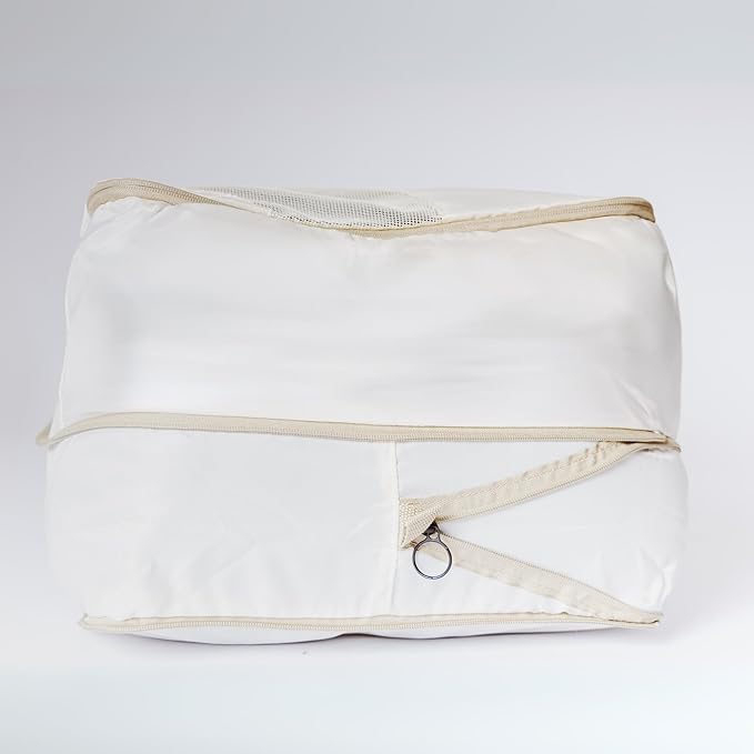 2-pack XXL Comforter Storage Bag - Space Saving Compression Bag for Pillows, Blankets, Bedding -Collapsible Extra Large Mesh Packing Cube - Queen King (2-pack Large Size 28x20x11")