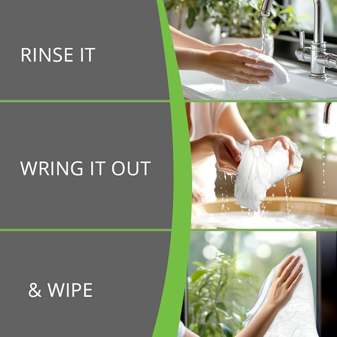 Microfiber Magic Streak Free Cleaning Cloth 3 Pack Clean Any Surface with Just Water Eco Friendly Environmentally Safe Perfect for Window, Mirror, Kitchen, Counters, Appliances, Car, Cycle, TV Screen