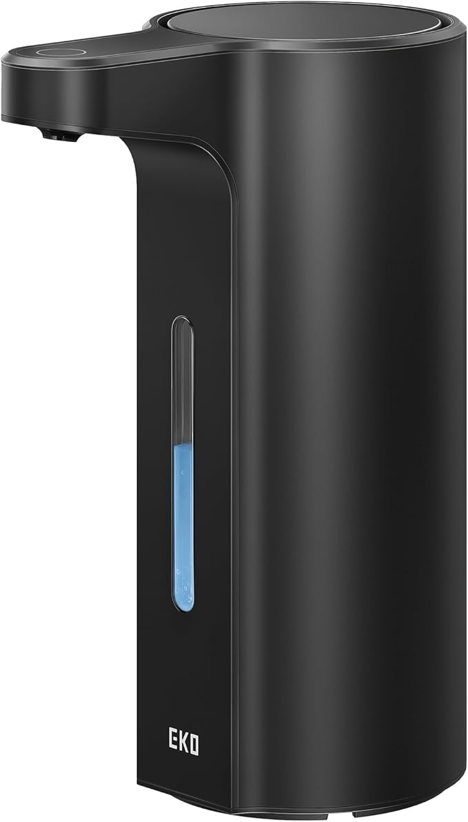 EKO Aroma Pro 13.5 fl oz Touchless Automatic Liquid Soap Dispenser, Rechargeable Hand & Dish Soap Dispenser for Bathroom and Kitchen Sink, Waterproof, Adjustable Volume Control (Matte Black)