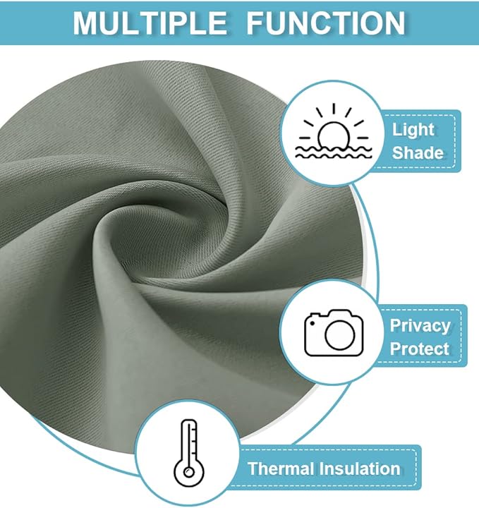 RYB HOME Blackout Curtains for Small Window - Thermal Insulated Privacy Curtains Shades for Kitchen Bathroom Cafe Dorm Loft, W 29 x L 45 inch per Panels, Sea Green, 2 Pcs