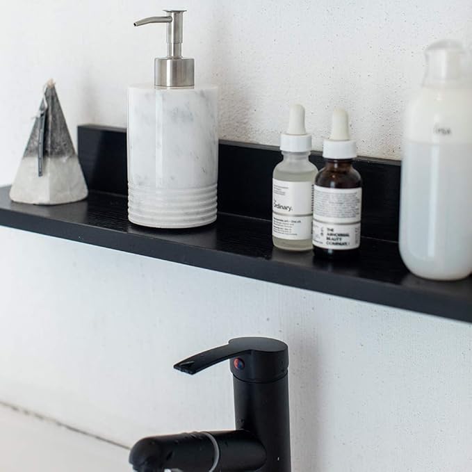 Marble Soap Dispenser with Stainless Steel Pump for Bathroom Kitchen Countertop - Lotion & Liquid Dispenser Soap Bottle White