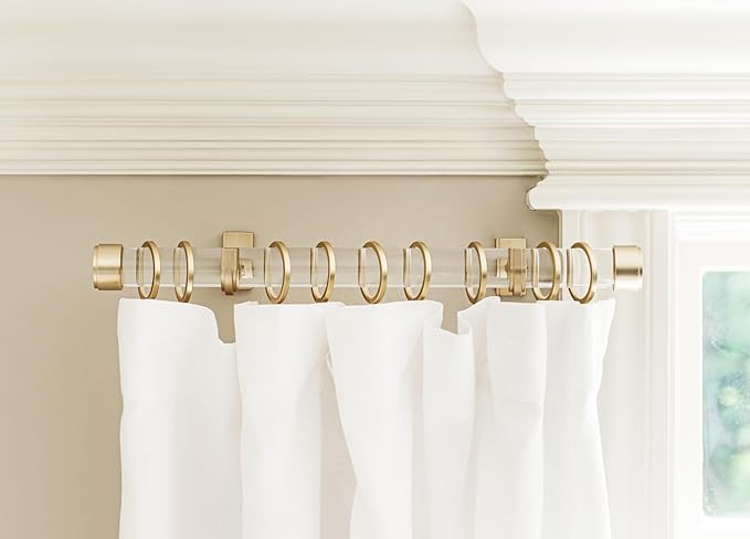 BlastHome® Luxury Curtain Rings – Premium Metal with Quiet, Smooth Nylon Inserts – Pinhooks and Clips Included – 1 1/2" Inside Diameter – 18 Rings for Two Standard Curtains – Brushed Gold