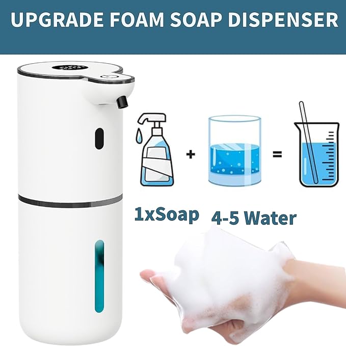 Automatic Liquid Soap Dispenser Touchless, Foaming Soap Dispenser 6 Adjustable Level Hands Free Auto Soap Pump USB Rechargeable Dispenser Electric Wall Mounted DishDispenser Kitchen