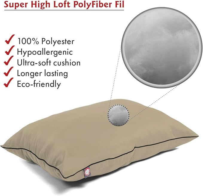 Majestic Pet Rectangle Medium Dog Bed Washable – Non Slip Comfy Pet Bed – Dog Crate Bed Super Value Pillow Dog Bed – Dog Kennel Bed for Sleeping - Dog Bed Medium Breed 35 x 28 Inch – Solid Khaki