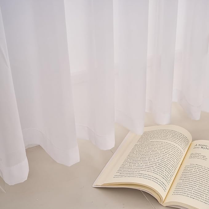 102 Inches Long Pure White Curtains for Bedroom Living Room Pinch Pleated Chiffon Sheer Curtains Light Filterring Semi-Sheer Curtain Pinch Pleat Drapes, 1 Panel,W52 x L102
