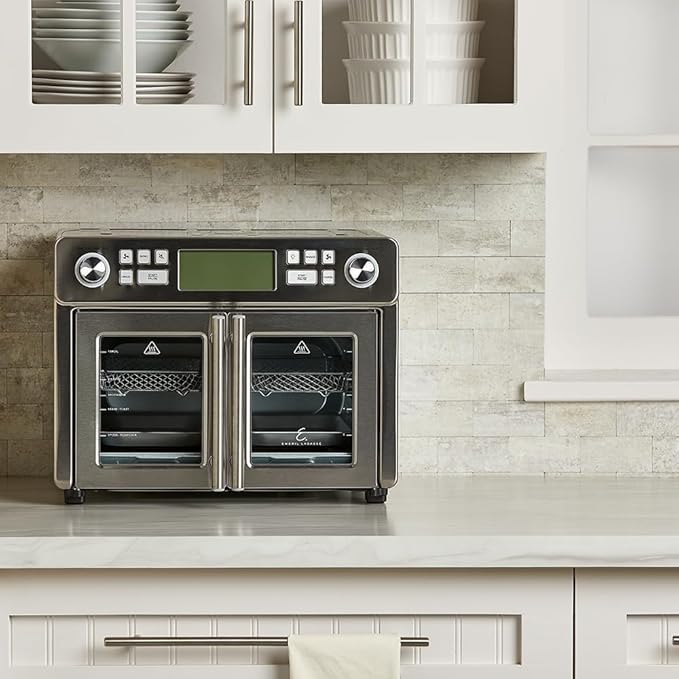 Emeril Lagasse Dual Zone 360 Air Fryer Oven Combo with French Door, 25 QT Extra Large, Cook Two Foods in Different Ways, Up to 60% Faster from Frozen to Finish, Pizza Stone Accessory