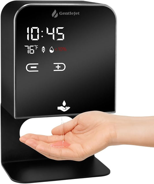 NobleJet Automatic Liquid Soap Dispenser Touchless - USB-C Powered or Battery, Aluminum Alloy Body, LED Display, Kitchen, Bathroom Soap Dispenser Wall Mount or Countertop, 5-Level Adjustable