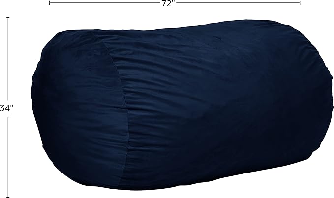 Sofa Sack Bean Bag Chair Cover Only, for Adults and Kids, Without Filling Comfy Fluffy Round or Oval Beanbag Chair Cover Replacement, Lazy Sofa Cover for Reading Chair or Floor Chair, 6-Feet, Navy