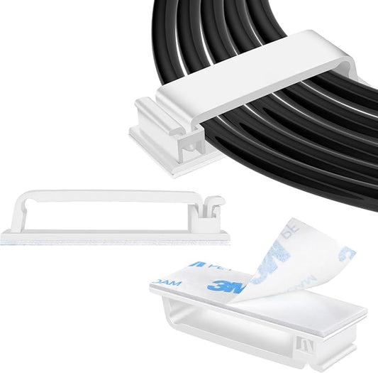 XHF 80 PCS Self Adhesive Cable Clips(XL) White,Wire Clips Cable Management Wire Organizer Cord Holder for Under Desk, Car, Wall, TV PC Ethernet Cable