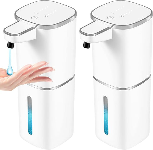 2 Pack Automatic Liquid Soap Dispenser,Touchless Soap Dispenser,13.5oz/400ml Rechargeable Wall Mounted Smart Dispenser for Bathroom Kitchen,Easy for Toddlers(White)