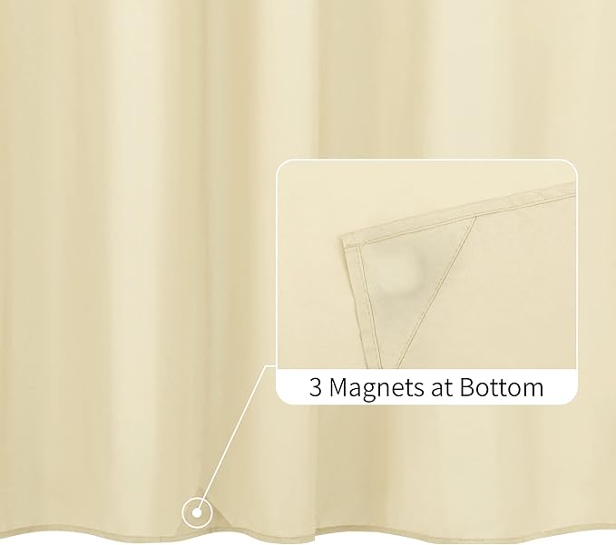 ALYVIA SPRING Extra Long Fabric Shower Curtain Liner Waterproof - 72" x 96", Soft & Lightweight X-Long Shower Curtain with 3 Magnets, Machine Washable - 72x96, Cream