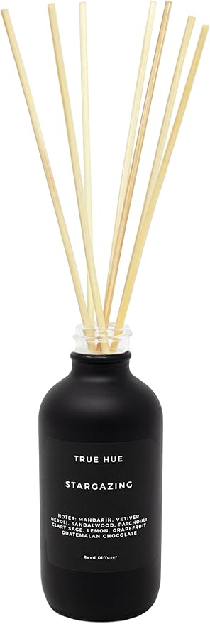 Luxury Reed Diffuser| True Hue | 3.75 fl oz | Glass and Rattan | Lasts for 2-3 Months | Fragrance Diffusers for Home | Handmade in USA (Stargazing)