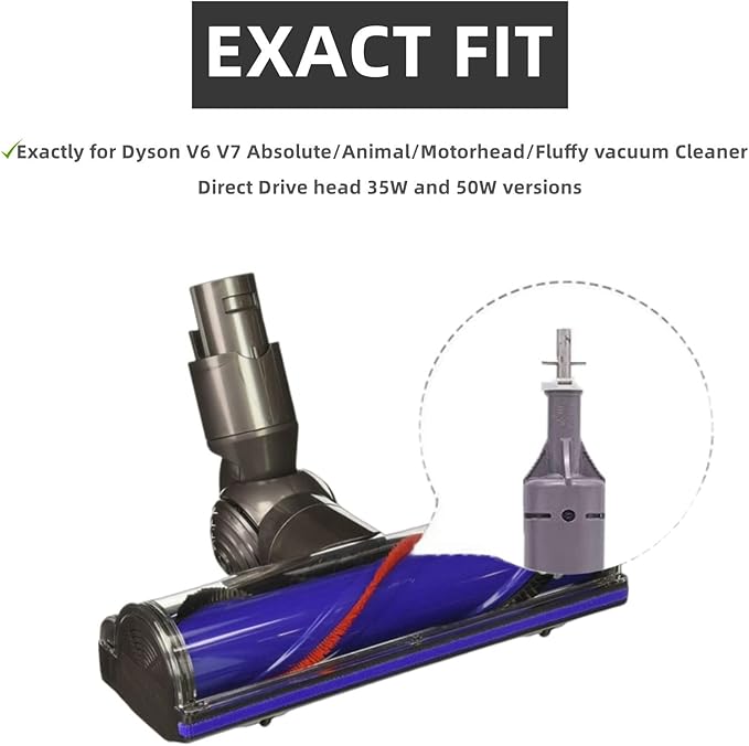 Brush Roller for Dyson V6 Vacuum Cleaner 966084-01 Replacement Bar Assembly, Compared to Part 966821-01 (4 Prong Drive & No Screw)