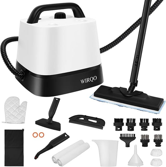 Steam Cleaner with 24-Piece Attachments, Multipurpose Steamer Mop for Home, Floor, Car, Grout, Tile, Furniture, Carpet, Couch, Window, Wall, Upholstery, Oven Grease, Canister, 1.5L Tank