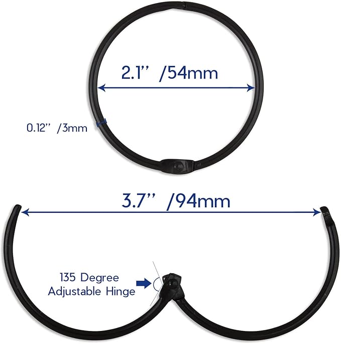 24 Pack Shower Curtain Rings,Rust Proof Shower Curtain Hooks for Bathroom,Circular Decorative Shower Curtain Rings and Hooks for Shower Rod,Metal Shower Rings for Curtain,Loose Leaf Rings(Black)