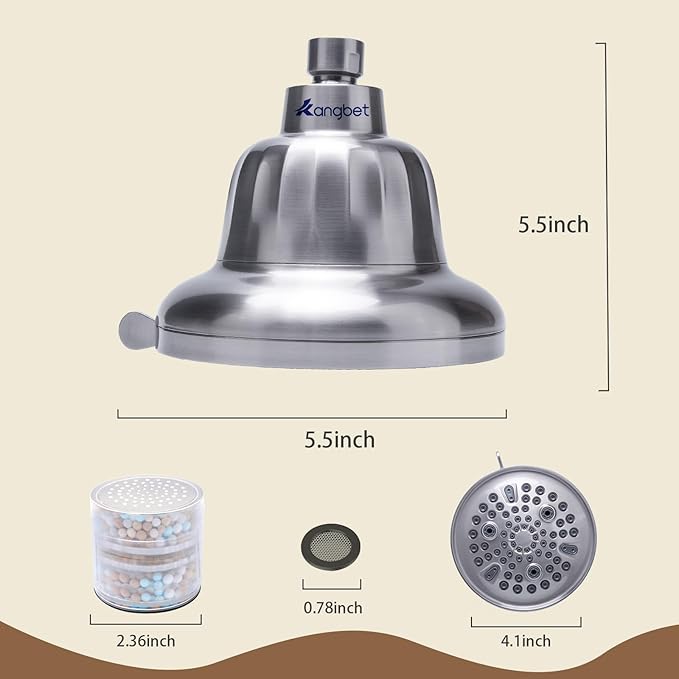 High Pressure Filtered Shower Head - Shower Head with Filter | Shower Filter Head Reduce Impurities for Healthier Scalp, Reduce Hair Shedding,Soothe Dry Skin-Nickel