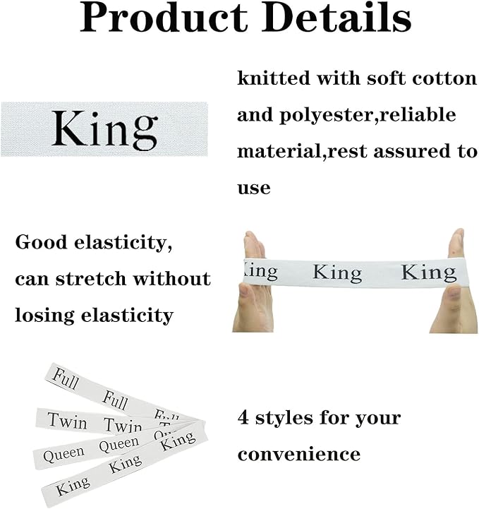 2-Piece Bed Sheet Organizer Bands - Sheet Keepers Linen Labels for Bedding, Closet Storage (King)