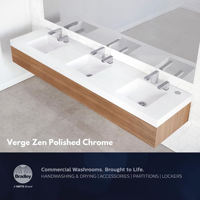 Bradley Zen Foam Soap Dispenser, Sensor Activated, Ring Light Indicates Low Battery, Low Soap or Overflow, Deck Mounted, Auto Top Fill, Polished Chrome