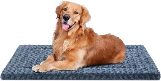 Dog Bed Mat Washable Reversible Dog Crate Pad Soft Fluffy Pet Kennel Beds with Anti-Slip Bottom Dog Cat Sleeping Mattress for Large Dogs, 41x27x1.5 Inch, Gray
