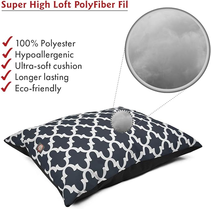 Majestic Pet Rectangle Medium Dog Bed Washable – Non Slip Comfy Pet Bed – Dog Crate Bed Super Value Pillow Dog Bed – Dog Kennel Bed for Sleeping - Dog Bed Medium Breed 35 x 28 Inch – Trellis Navy