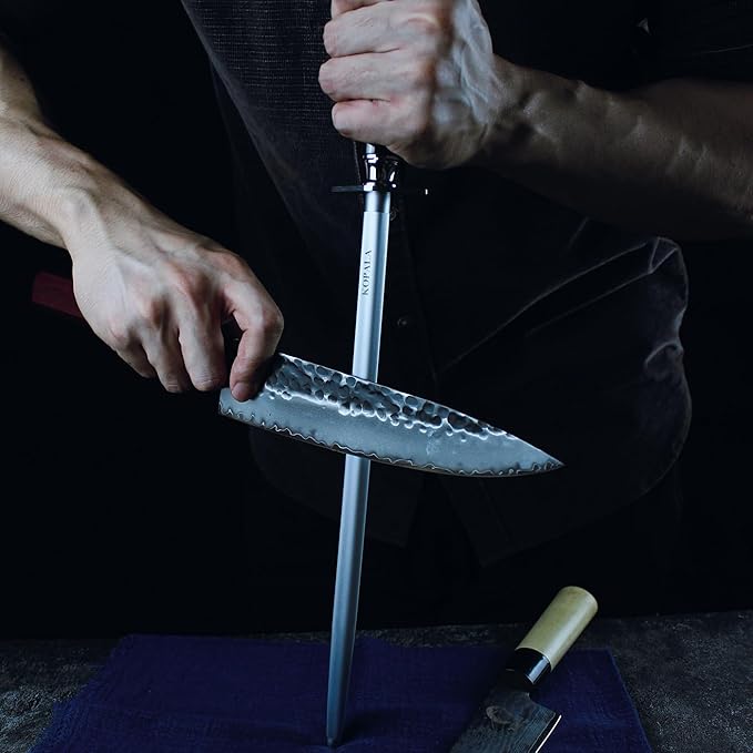 Sharpening Steel Knife Sharpener Rod Round 10 Inches Honing Steel for Knives Dark