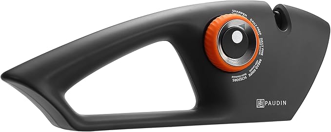 PAUDIN Knife Sharpener, Kitchen Knife Sharpener, 5 Stage Knife Sharpeners for Kitchen Knives, Pocket, Serrated Knives & Scissors, Blade Sharpening, Honing & Polishing Tool, Black