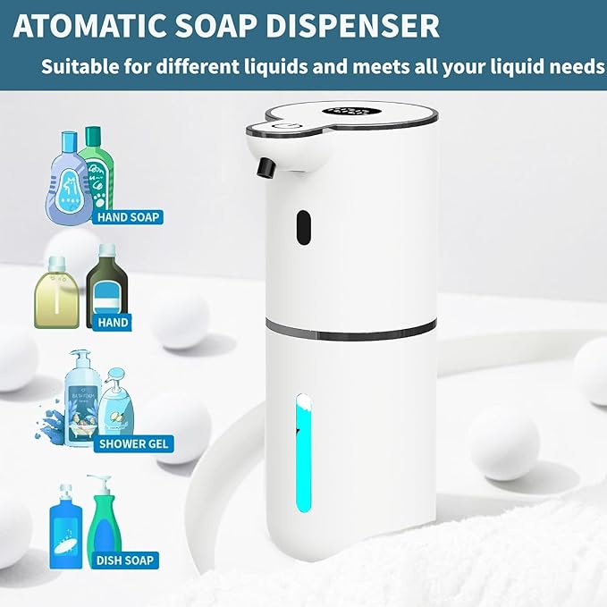 Automatic Liquid Soap Dispenser Touchless, Foaming Soap Dispenser 6 Adjustable Level Hands Free Auto Soap Pump USB Rechargeable Dispenser Electric Wall Mounted DishDispenser Kitchen