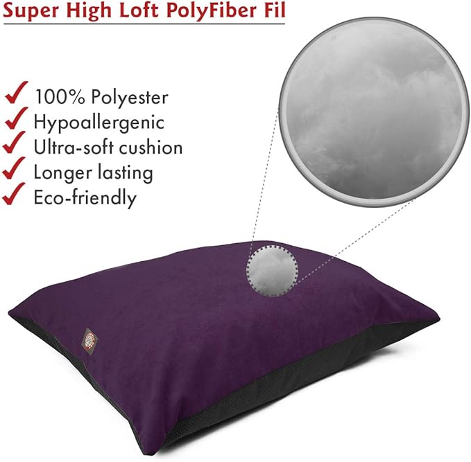 Majestic Pet Rectangle Medium Dog Bed Washable – Non Slip Comfy Pet Bed – Dog Crate Bed Super Value Pillow Dog Bed – Dog Kennel Bed for Sleeping - Dog Bed Medium Breed 35 x 28 Inch – Villa Aubergine