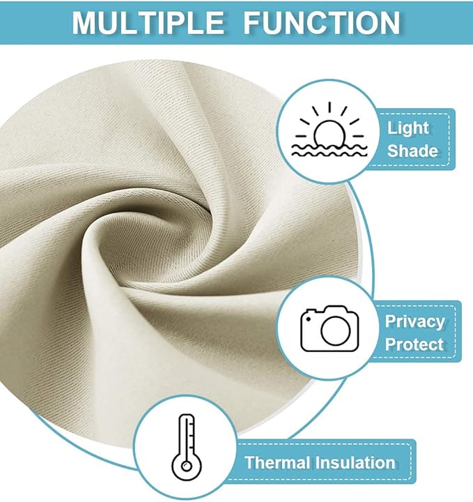 RYB HOME Blackout Curtains for Living Room Thermal Insulated Privacy Solar Drapes for Kids Bedroom Cafe Bathroom, 42 inch Width x 54 inch Length, Beige, 2 Panels