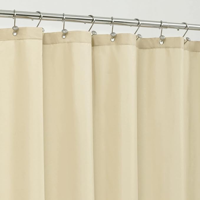 ALYVIA SPRING Extra Long Fabric Shower Curtain Liner Waterproof - 72" x 96", Soft & Lightweight X-Long Shower Curtain with 3 Magnets, Machine Washable - 72x96, Cream