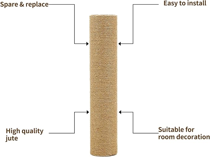 Fhiny 4PCS Cat Scratching Post Replacement 15" Natural Sisal Spare Extension Scratch Post for Cats Tree DIY Craft Refill Pole Parts Hemp Rope Scratcher Climbing Perch for Indoor Kitten White