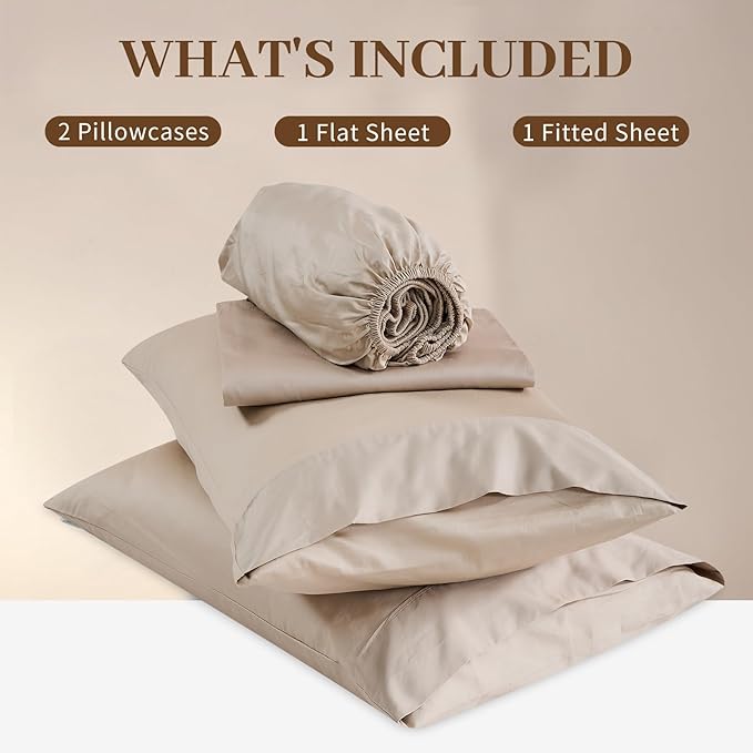 Bedlifes Deep Pocket Sheets 18-24 Inch, California King Size Egyptian Cotton 1000 Thread Count, 4-Piece - Fits Extra Thick Mattresses, Cooling & Breathable (Linen)