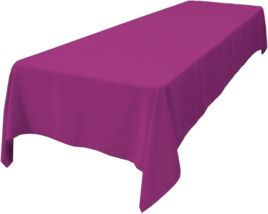 LA Linen Polyester Poplin Washable Rectangular Tablecloth, Stain and Wrinkle Resistant Table Cover 60x108, Fabric Table Cloth for Dinning, Kitchen, Party, Holiday 60 by 108-Inch, Magenta