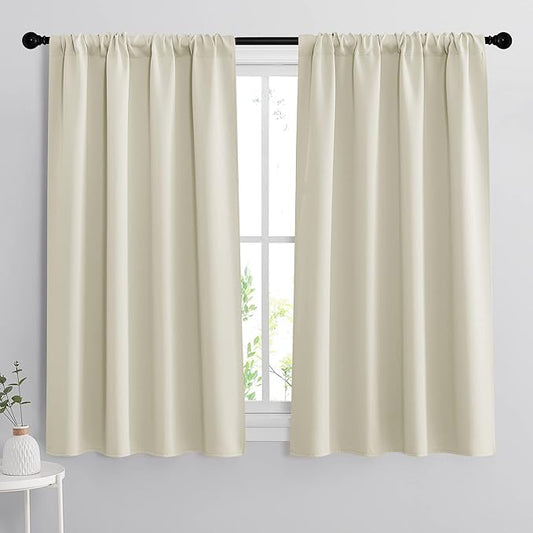 RYB HOME Blackout Curtains for Living Room Thermal Insulated Privacy Solar Drapes for Kids Bedroom Cafe Bathroom, 42 inch Width x 54 inch Length, Beige, 2 Panels